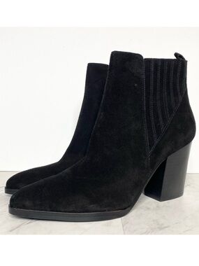 New! Marc Fisher Alva Black Suede Heeled Bootie 11